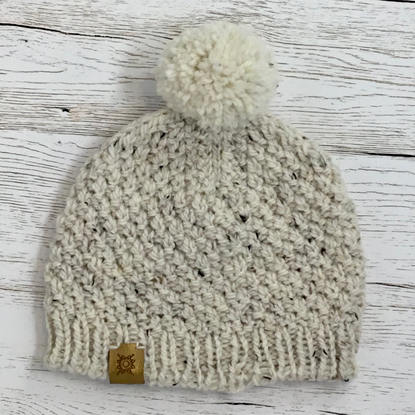 Baby Handknitted Tweed Hat with Pompom