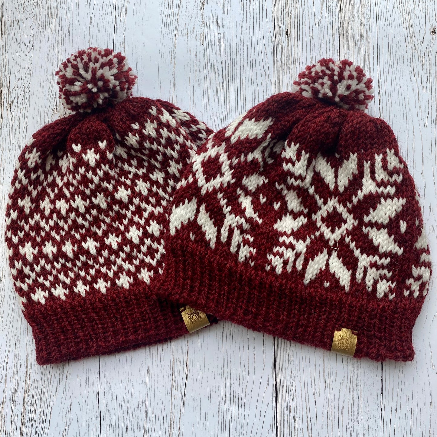 Adult Handknitted Nordic Hat with Pompom, Size M/L