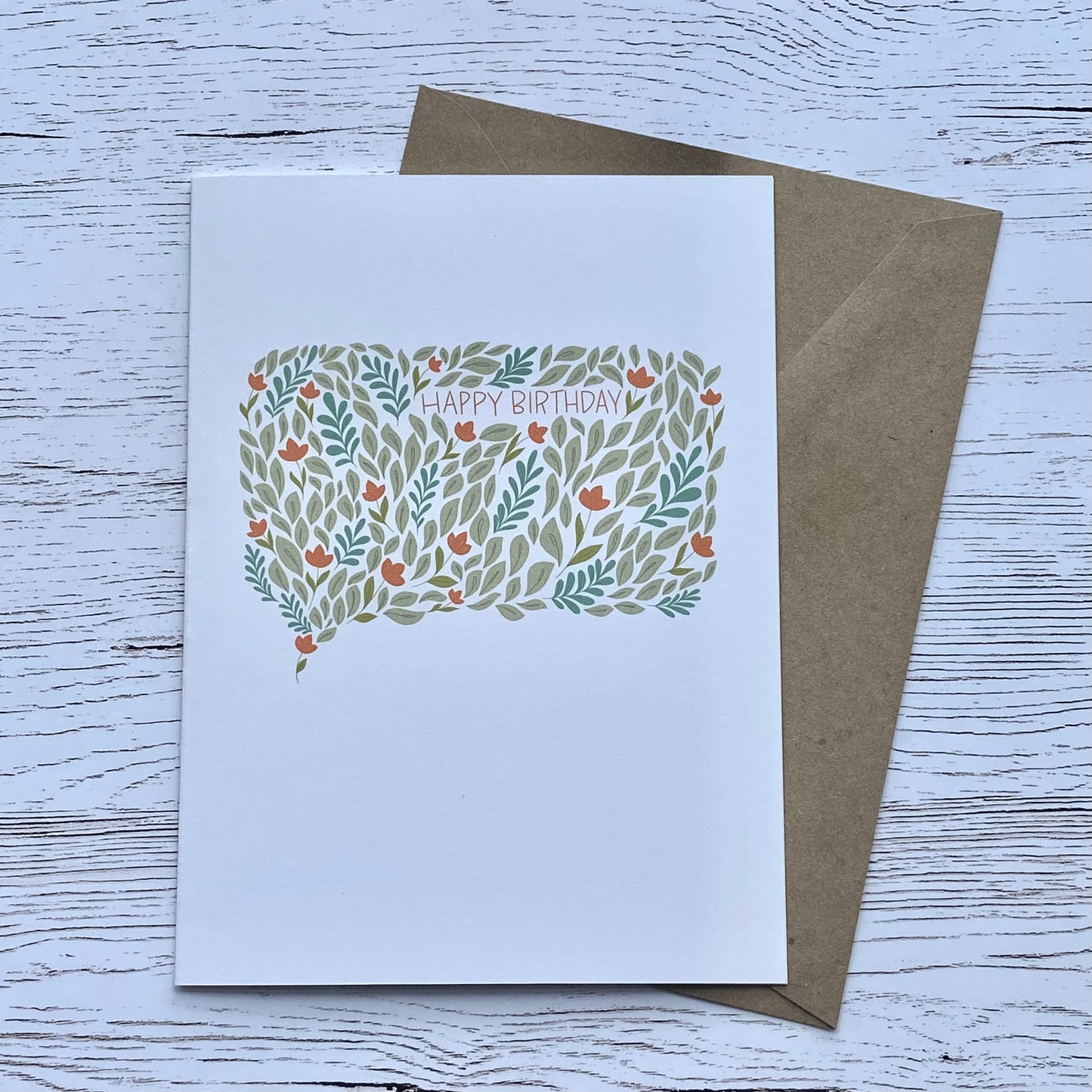 Happy Birthday Greeting Card with Floral Speech Bubble