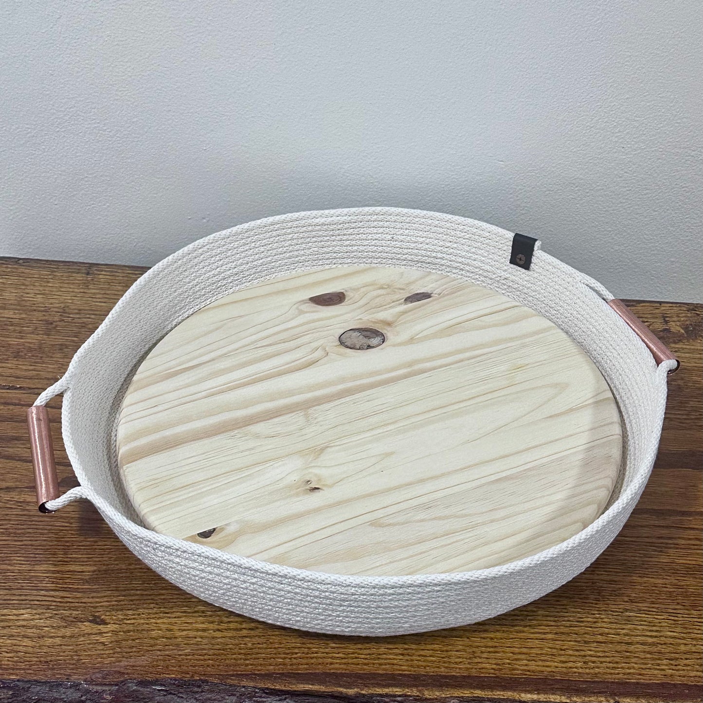 Round Rope Tray with Pine Insert