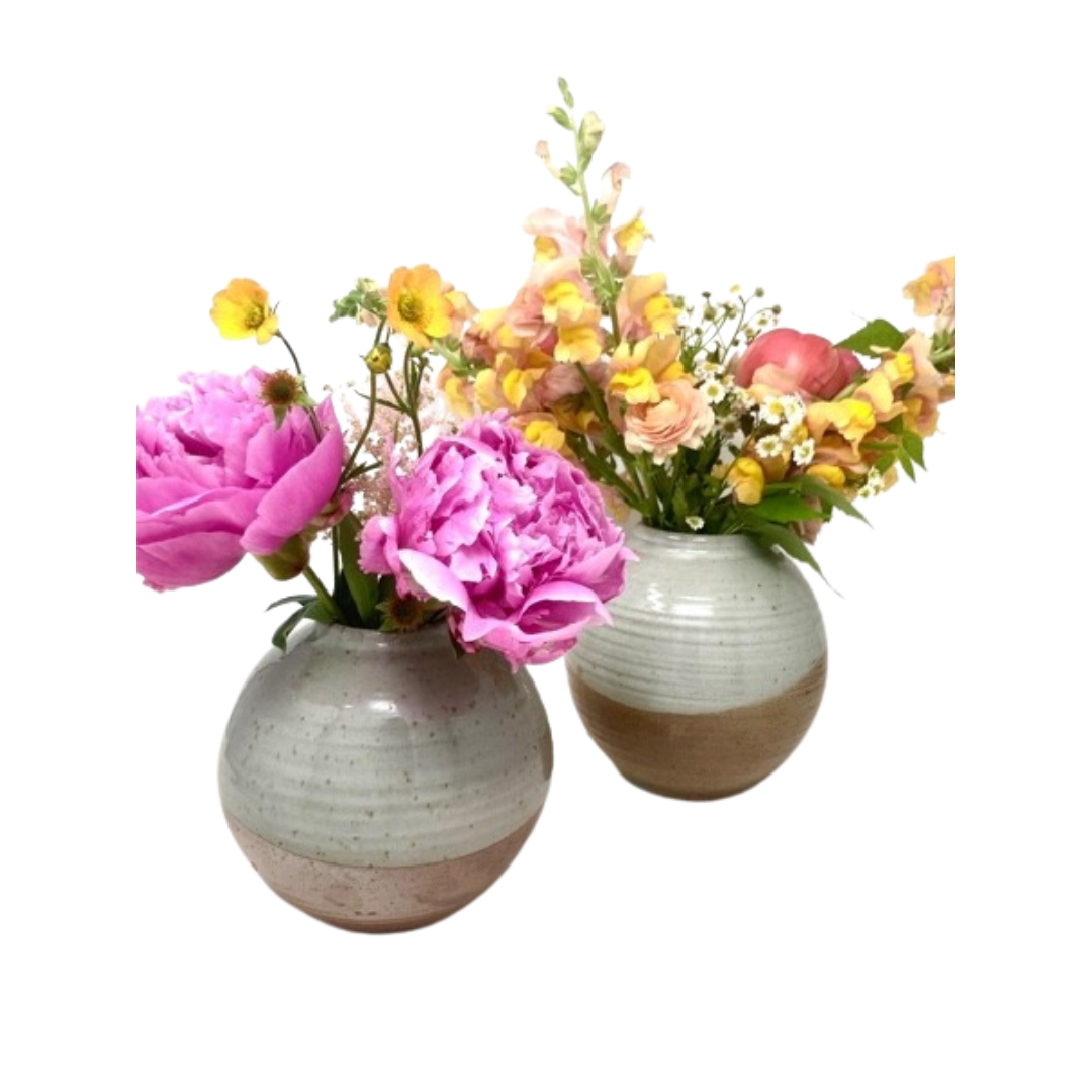 White Speckled Globe Vase - Marisa Ruglio Pottery