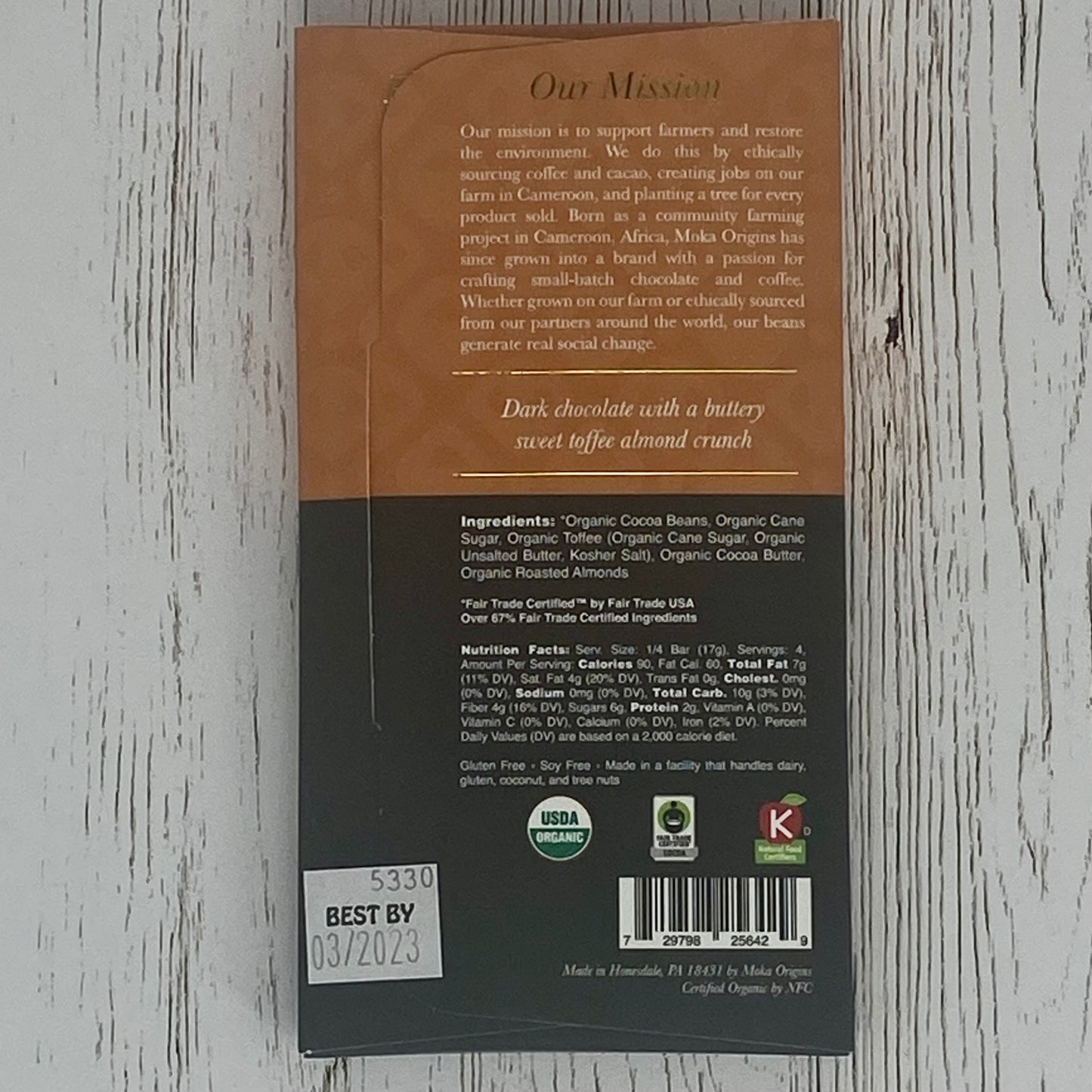 Toffee Almond Dark Chocolate Bar